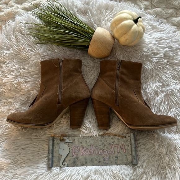Anthropologie Howsty Marci Fringe ankle boots sz 40 brown tan/suede tassel - Picture 4 of 10
